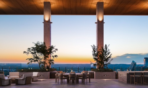 views and seating from a high floor deck