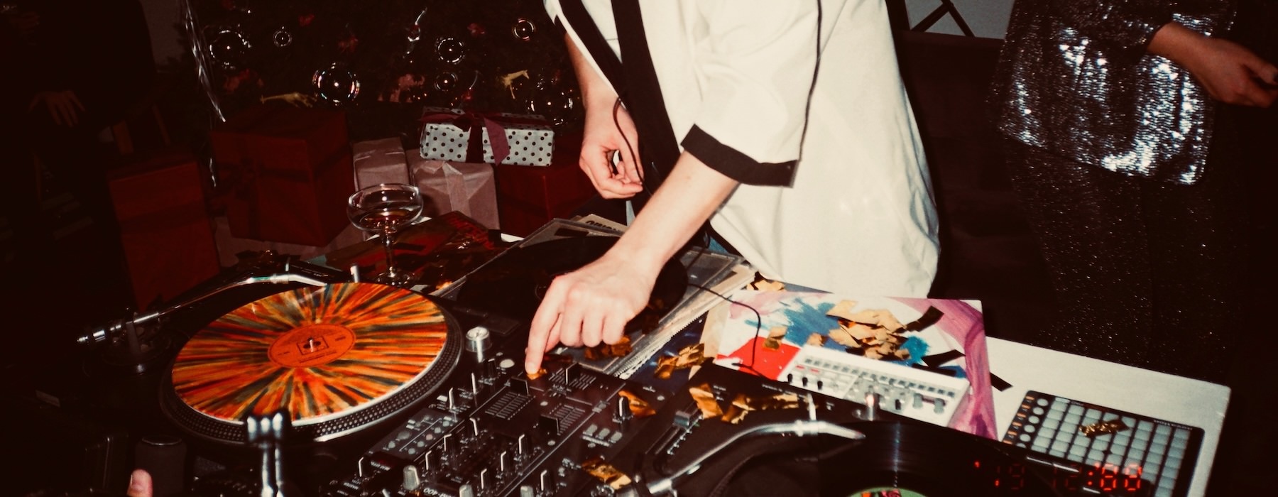 a disk jockey mixing music