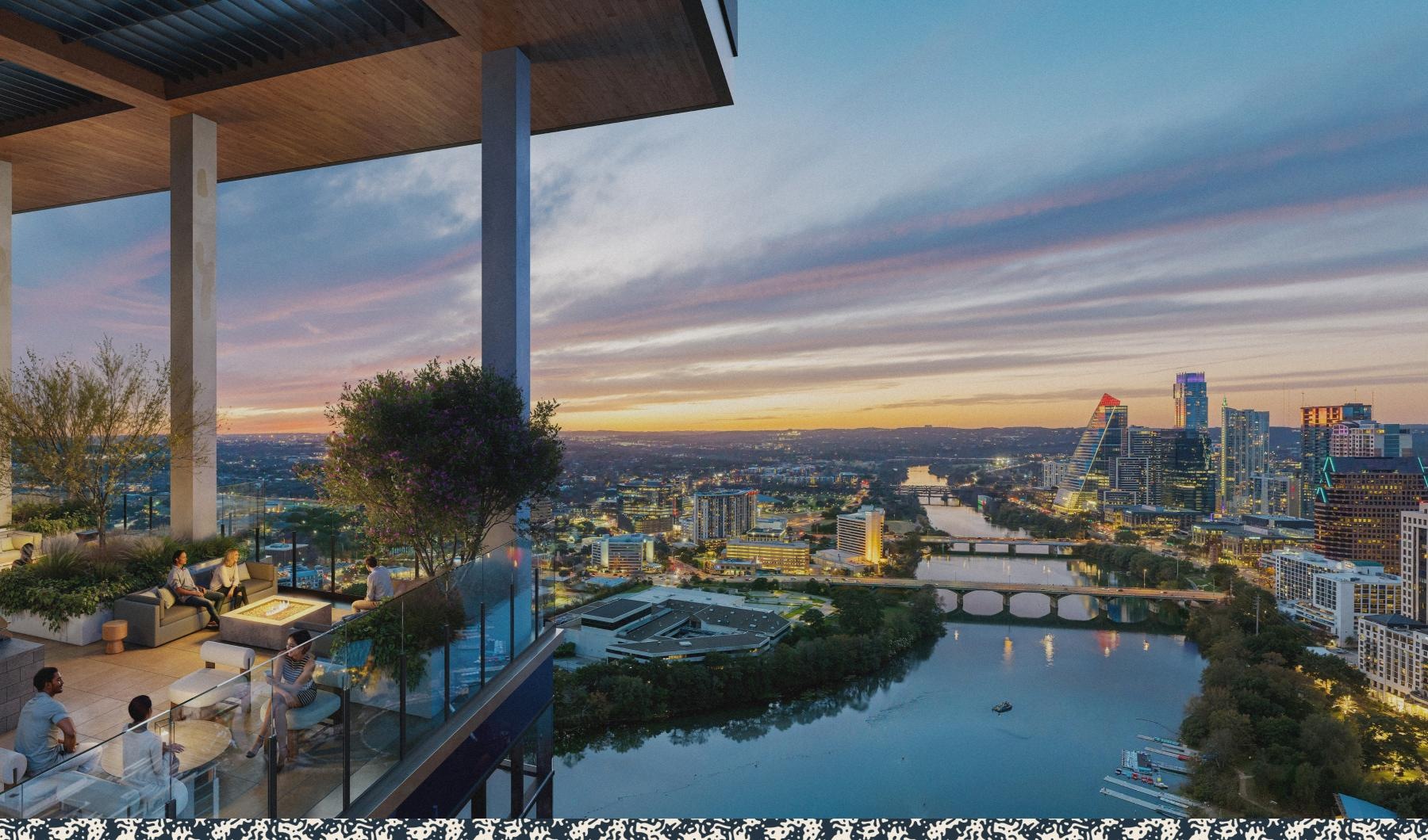 a view of a city and a river from a balcony